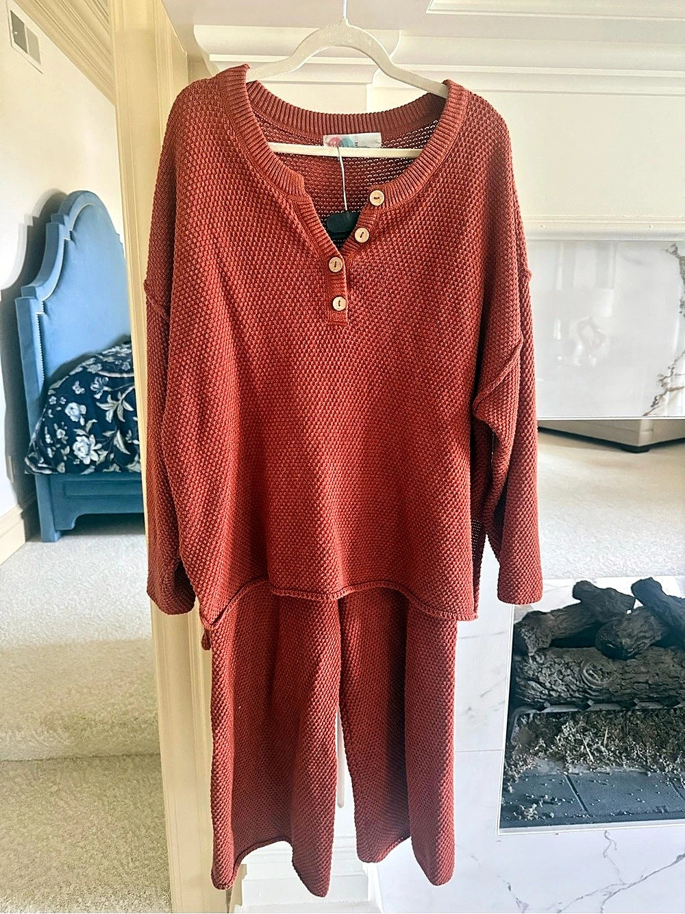 Free People Hailee Sweater Set Red Pajamas
